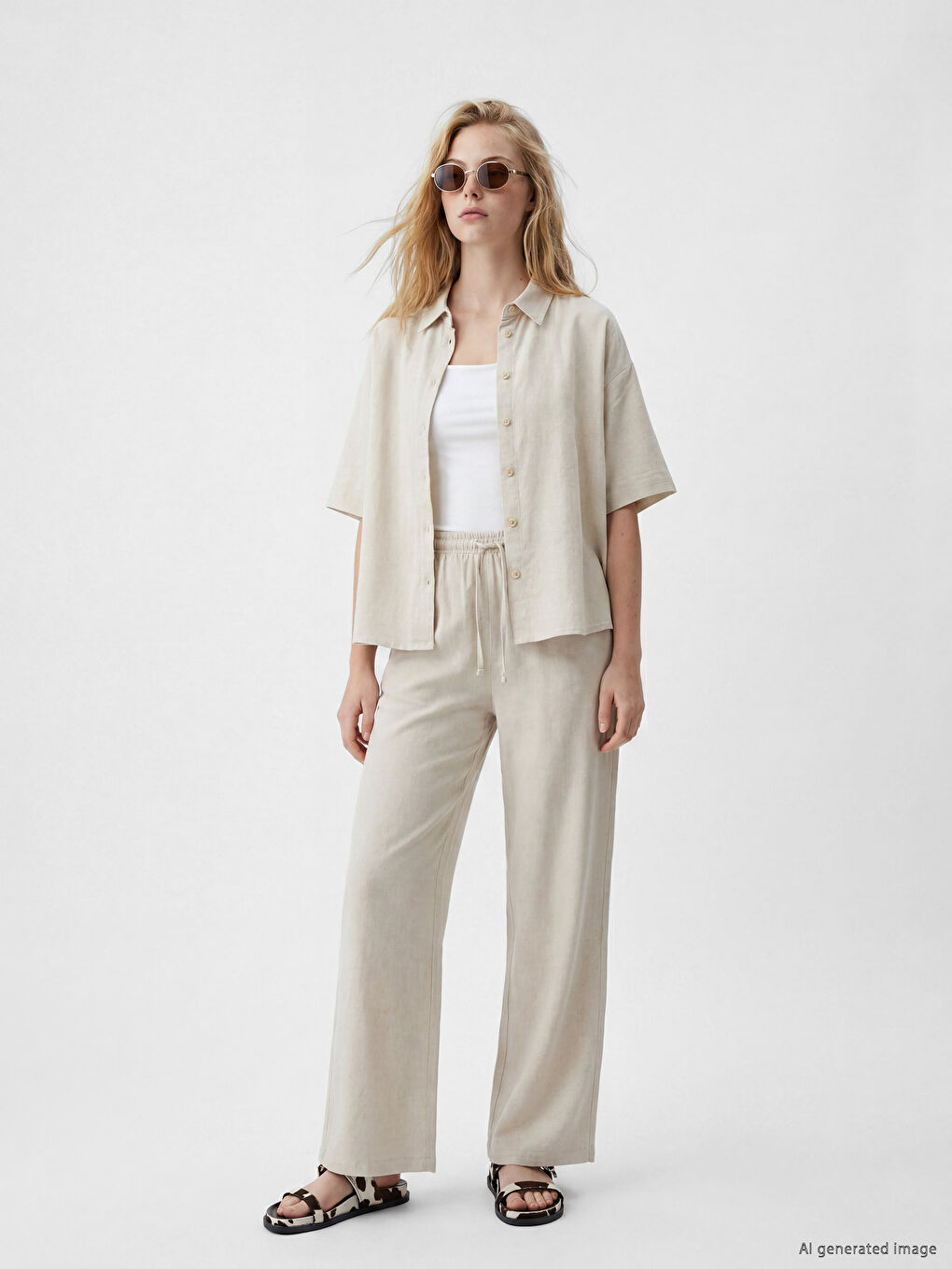 Oversize-Leinenmischung Damenhemd-1