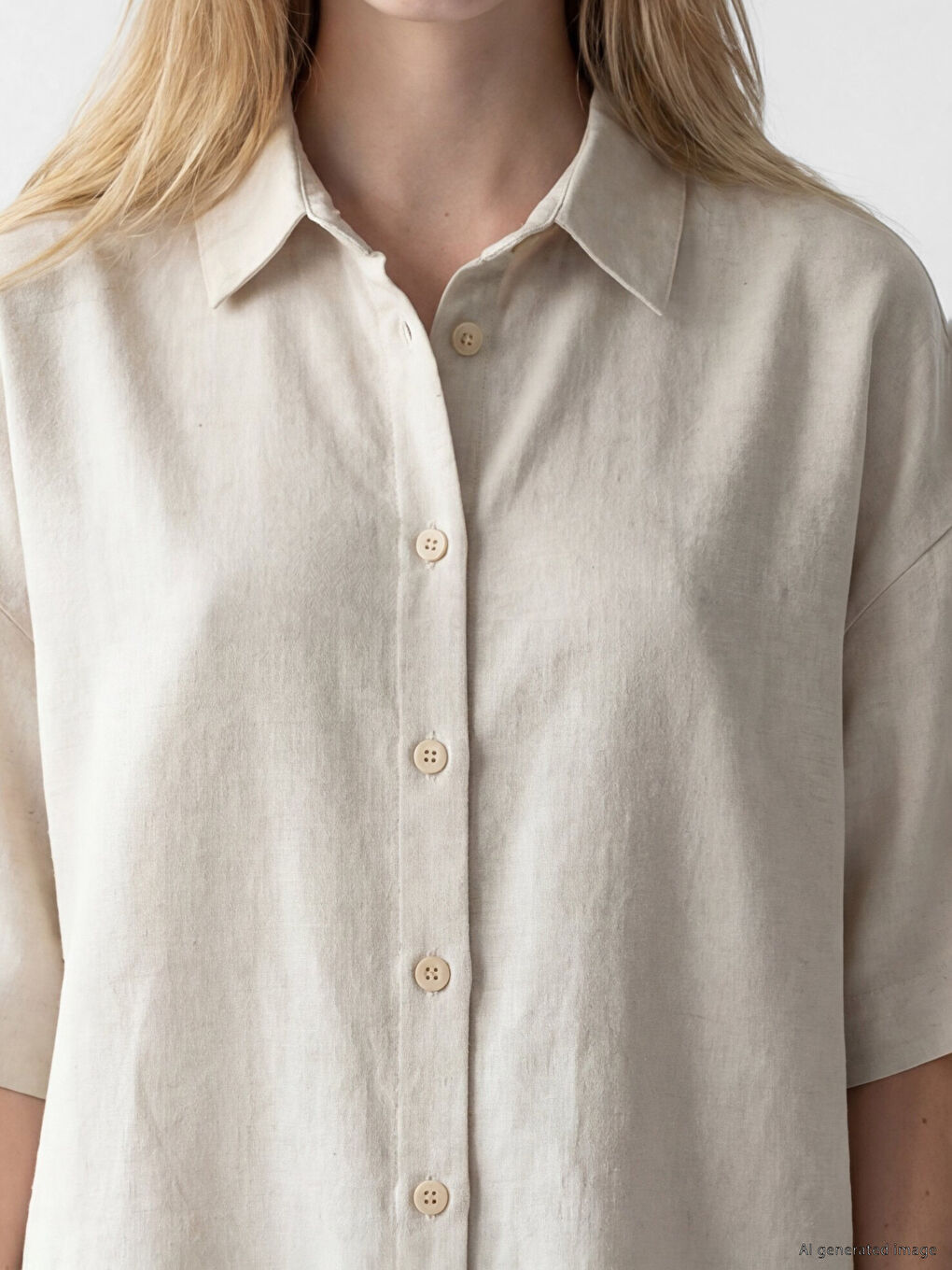 Oversize-Leinenmischung Damenhemd-2