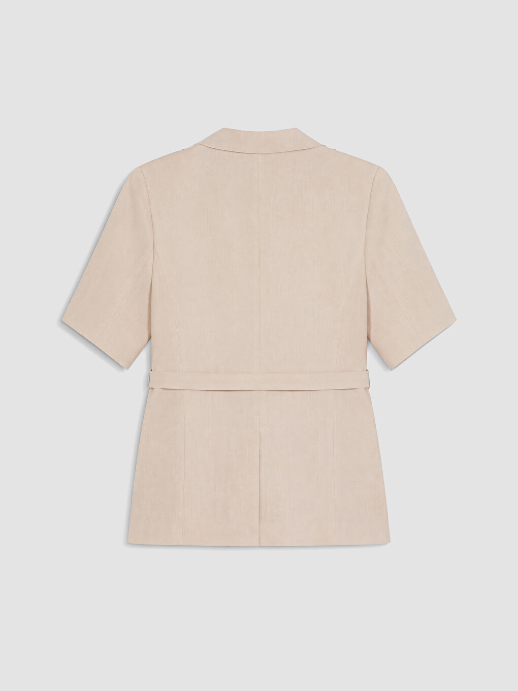 Kahverengi Kemerli Kadın %100 Keten Blazer Ceket-2