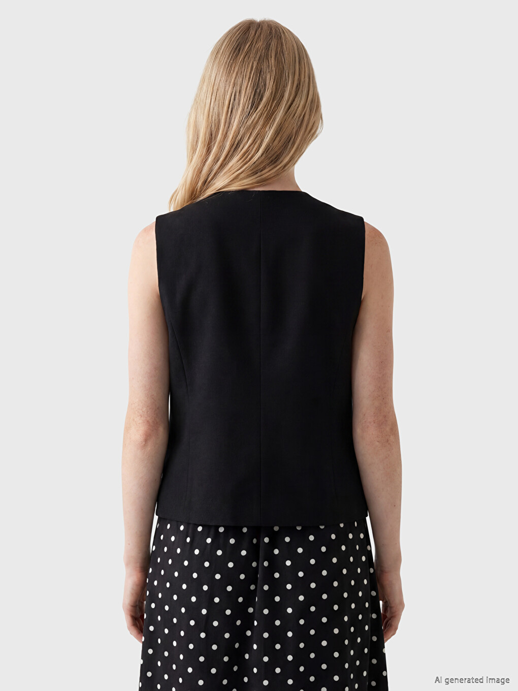 Linen Blend Women's Classic Waistcoat-3