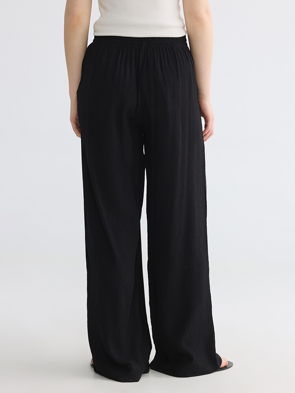 Pantaloni De Femei Texturați Cu Talie Elastică-3