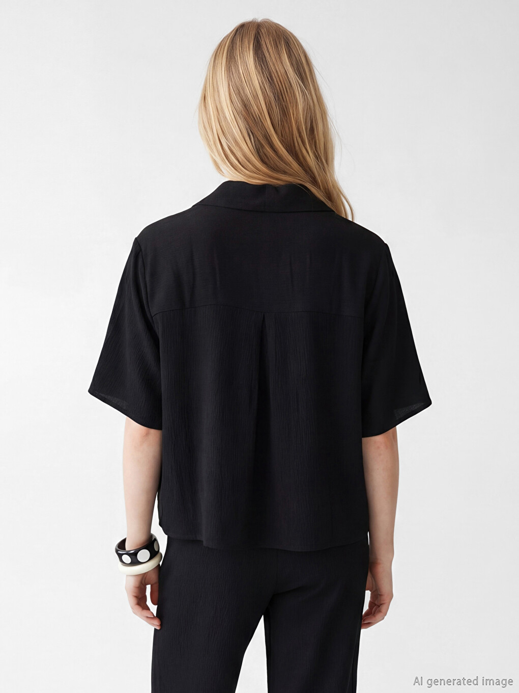 Короткий Рукав Текстурована Жіноча Сорочка-3
