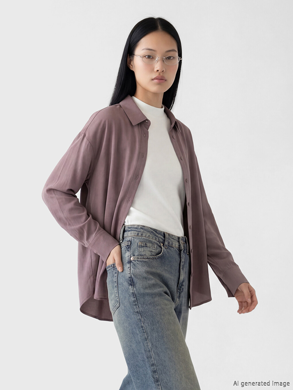 Chemise oversize en mélange de modal pour femme