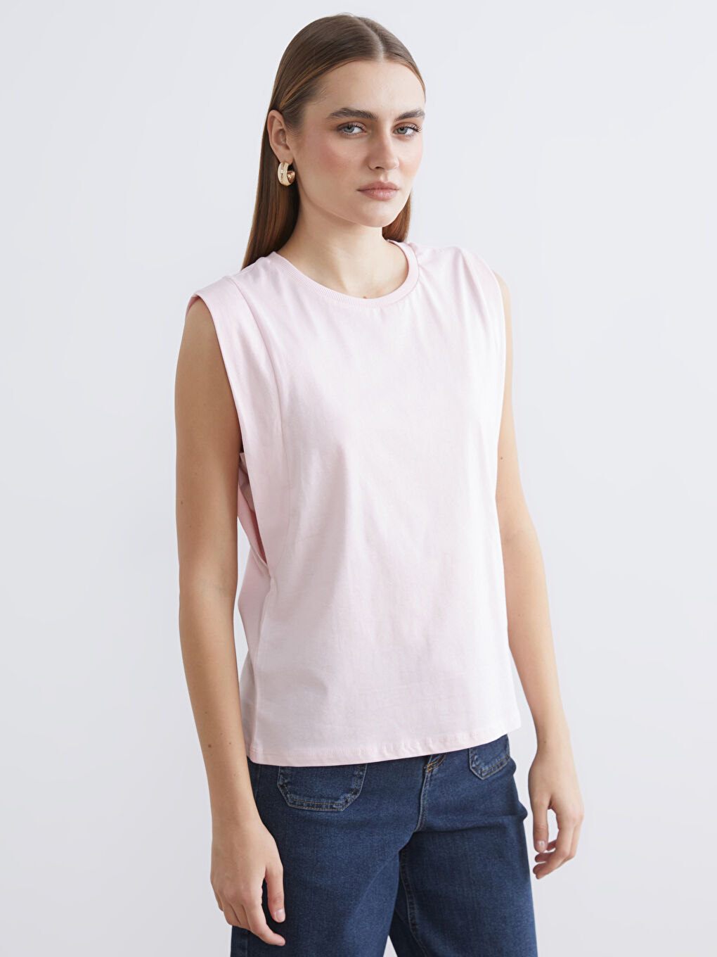 Pembe Bisiklet Yaka Kadın Atlet