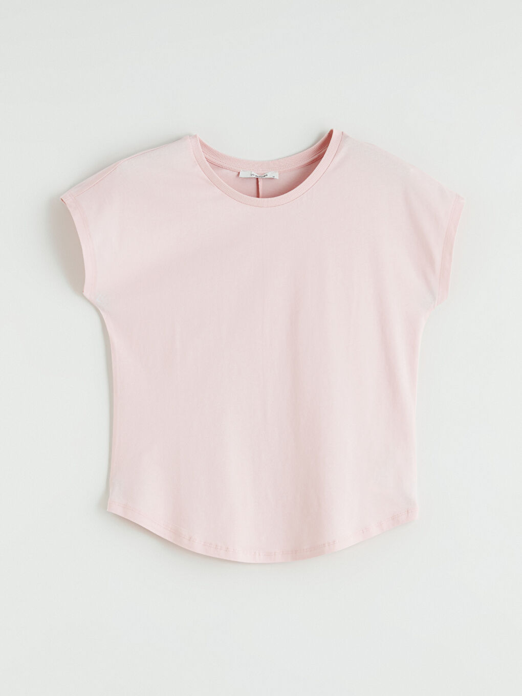 Pembe Bisiklet Yaka Kadın Tişört-4