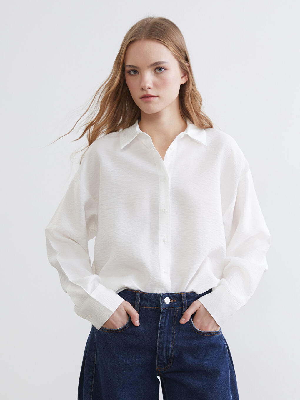 Textured Oversized Aerobin Women's Shirt