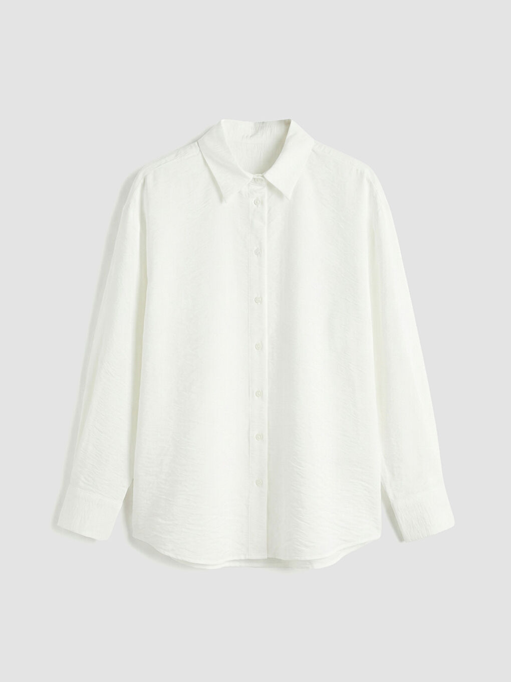 Beyaz Dokulu Oversize Aerobin Kadın Gömlek