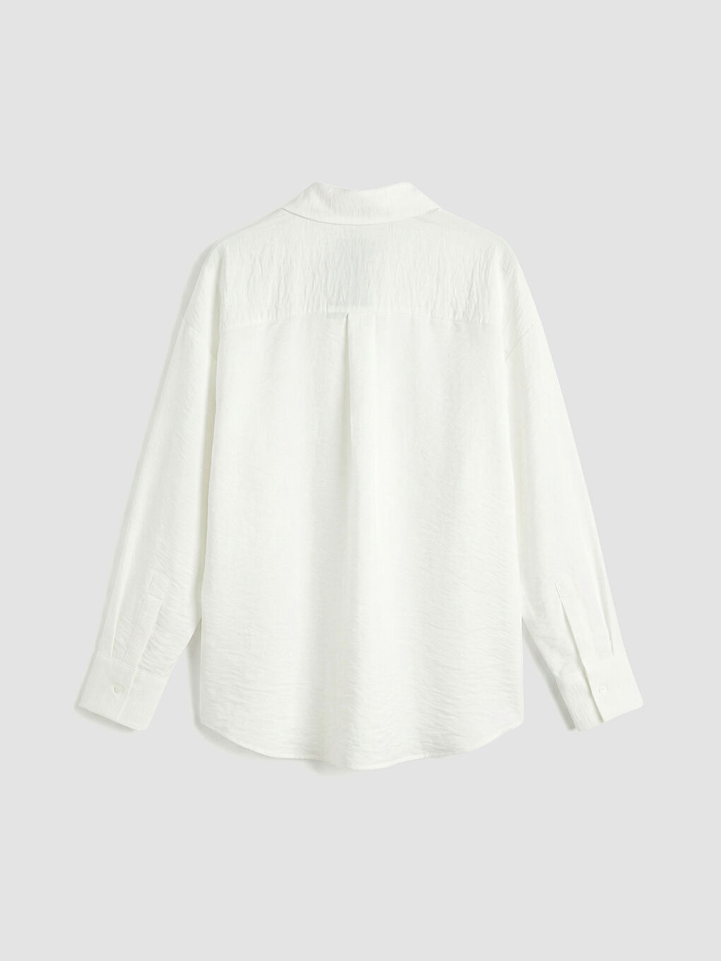 Beyaz Dokulu Oversize Aerobin Kadın Gömlek-1