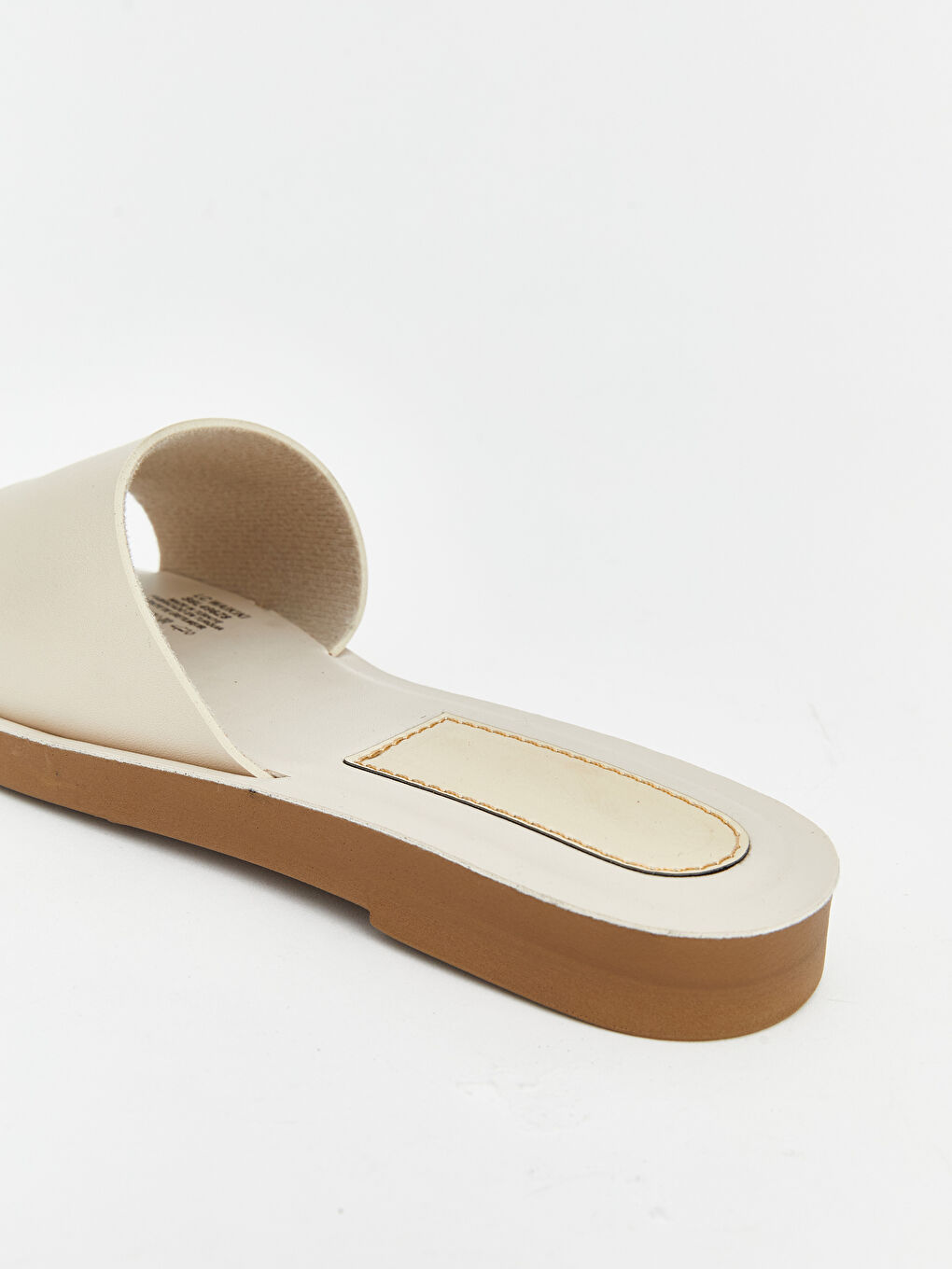 Ekru Küt Burunlu Tek Bantlı Kadın Terlik-4