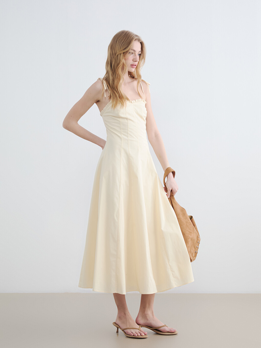 Sweetheart Neck Strappy Poplin Dress