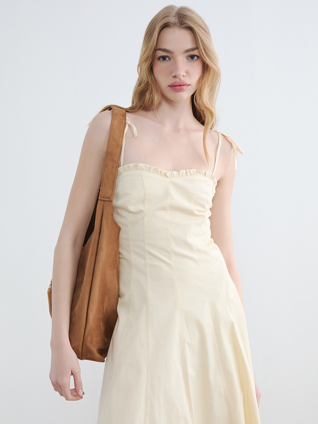Sweetheart Neck Strappy Poplin Dress-1