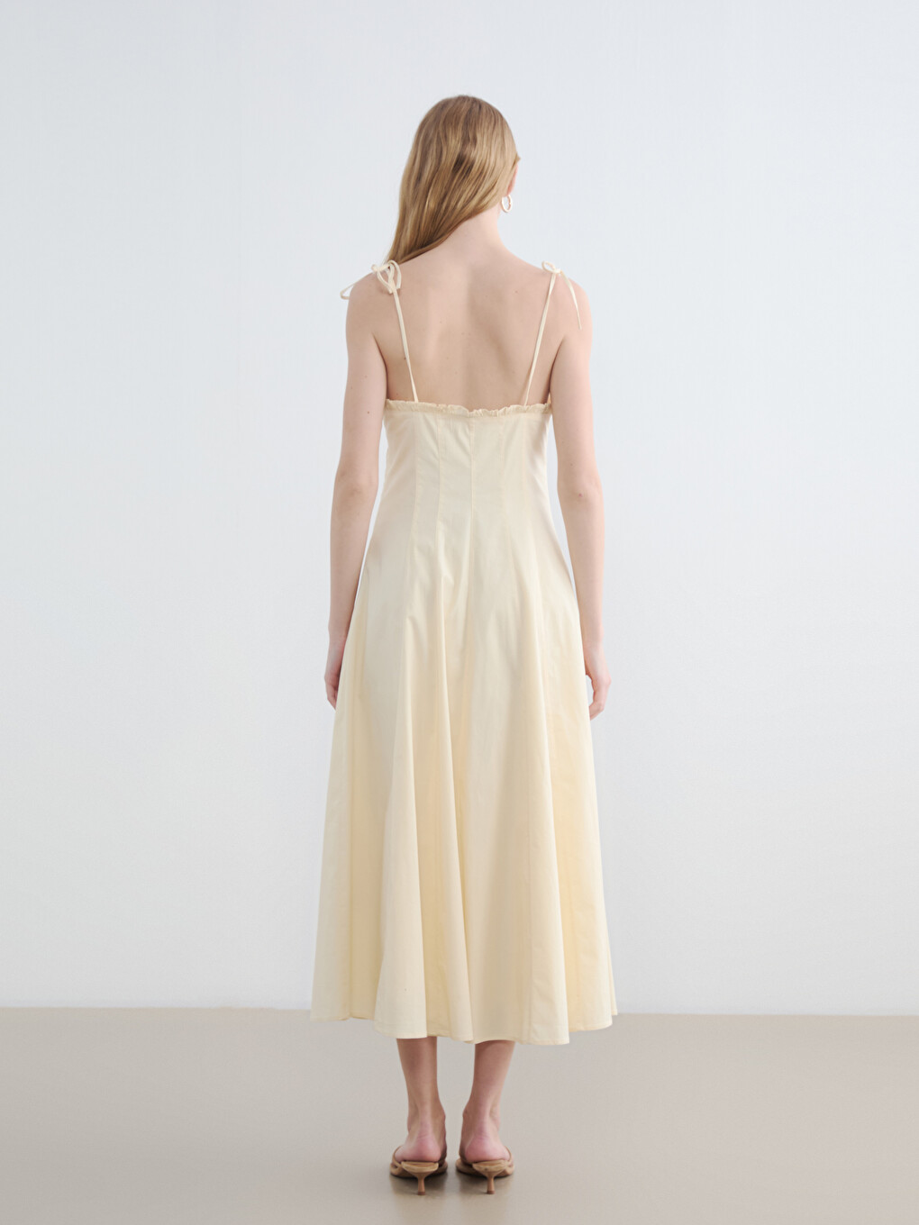 Sweetheart Neck Strappy Poplin Dress-3