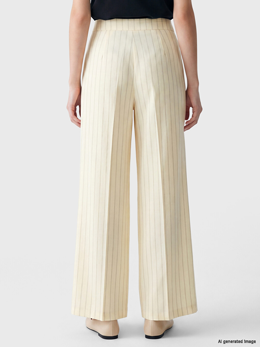 Loose Fit Linen Blend Women's Pleated Trousers-3
