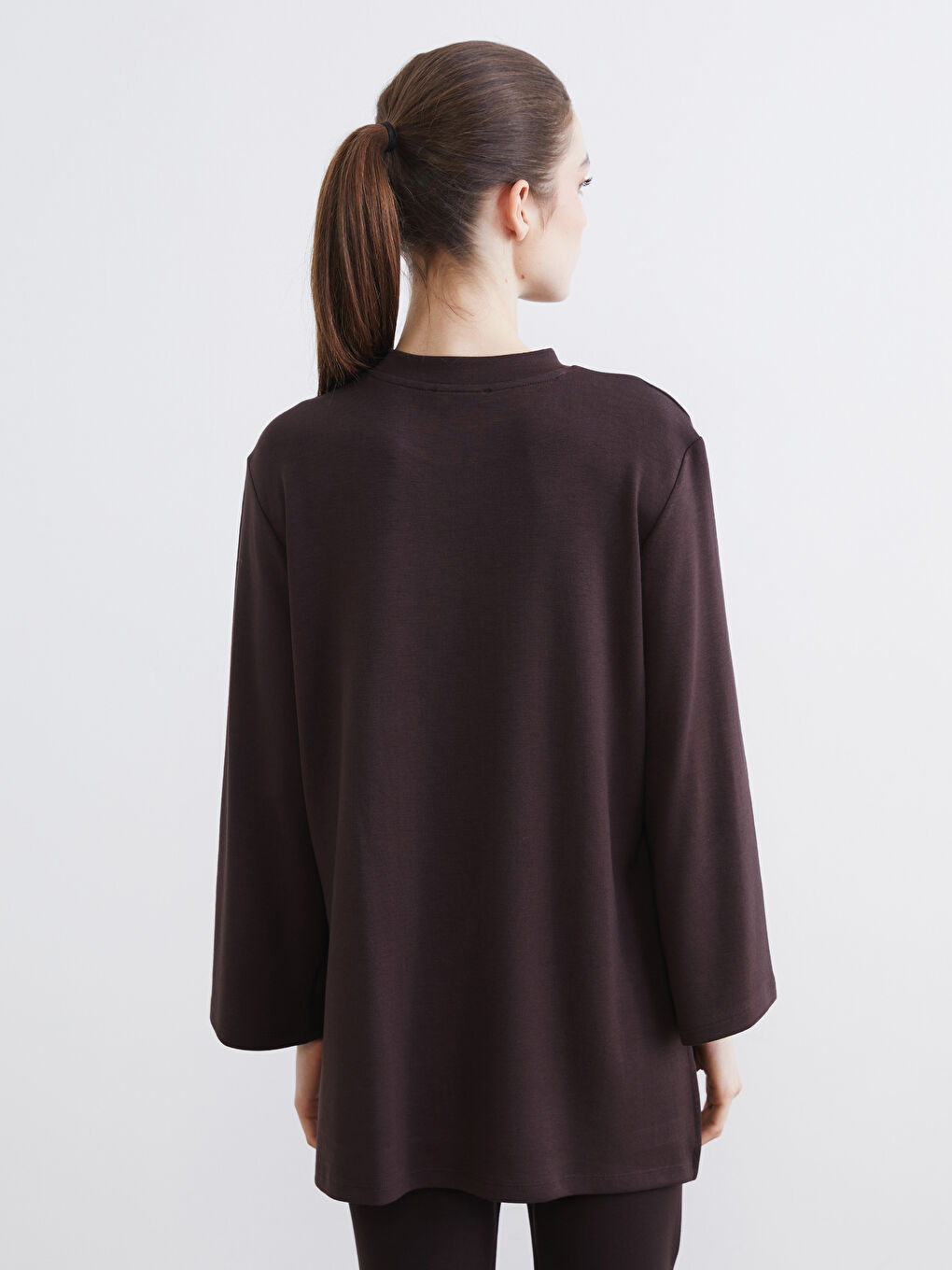 تونيك كنزة رياضية بني امرأة-3