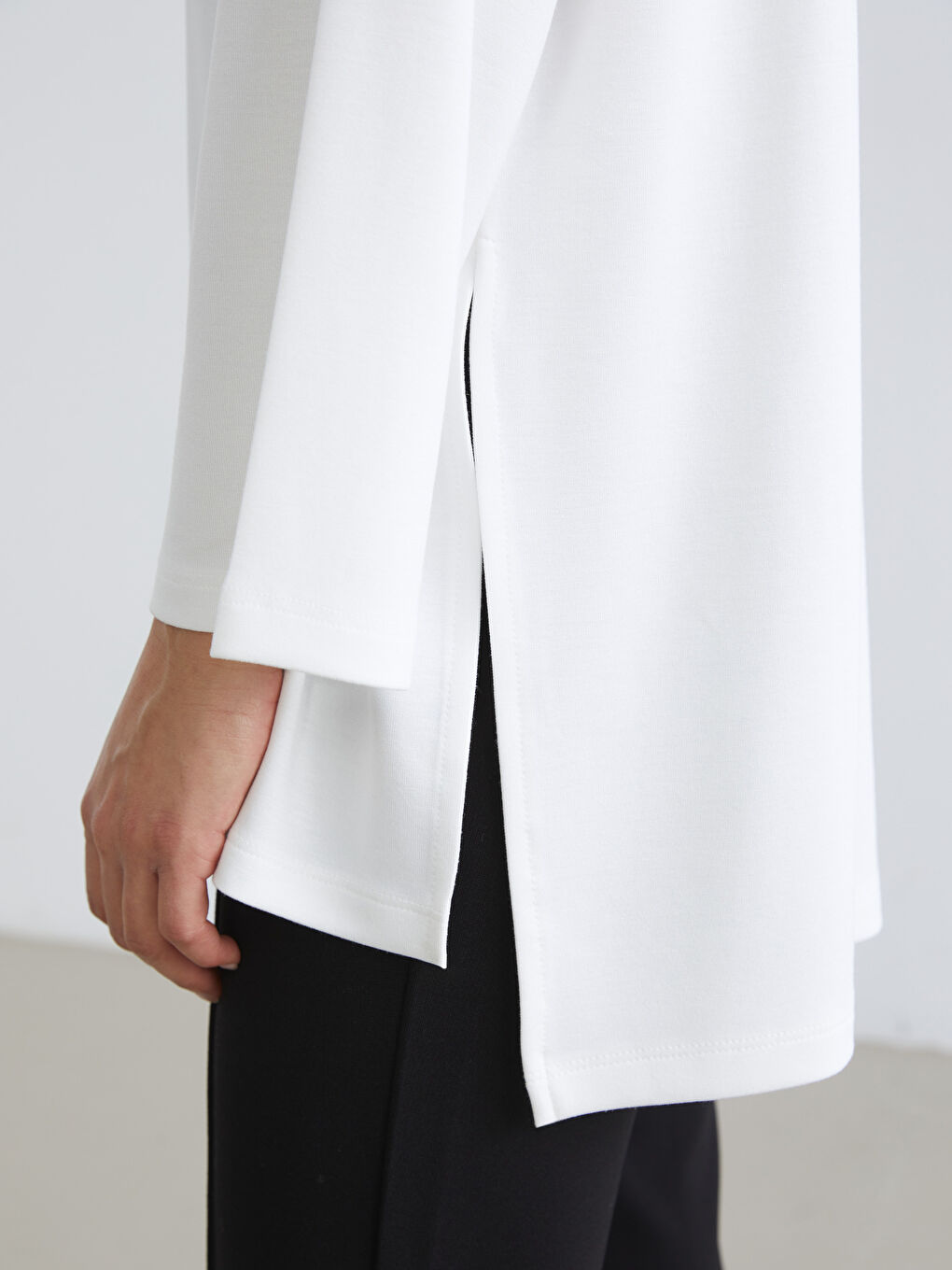 Ekru Soft Touch Oversize Kadın Sweatshirt Tunik-2