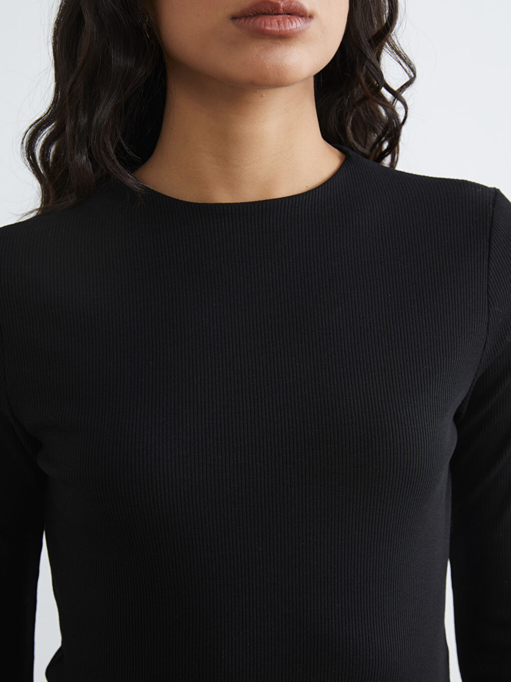 Crew Neck Ribbed Women's Body-2