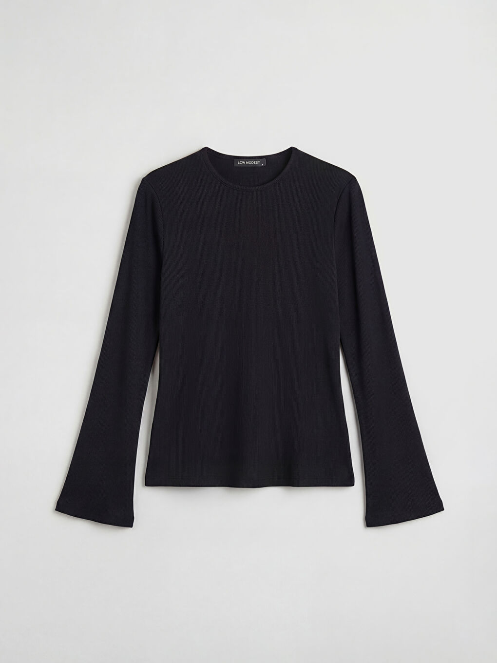 Siyah Bisiklet Yaka Fitilli Kadın Body