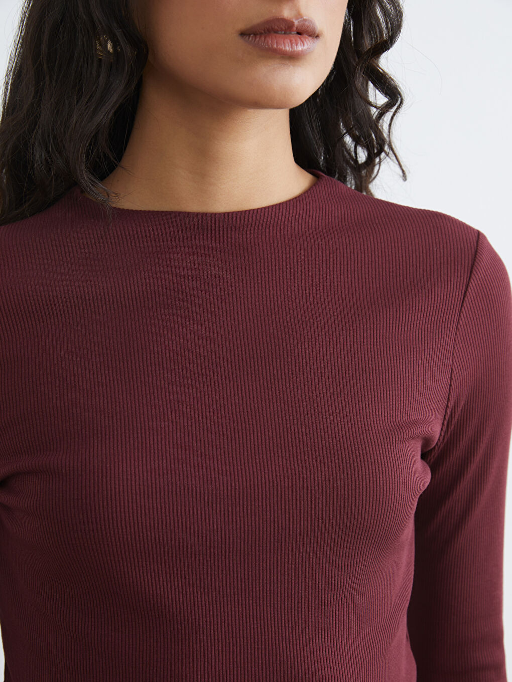 Crew Neck Ribbed Women's Body-2