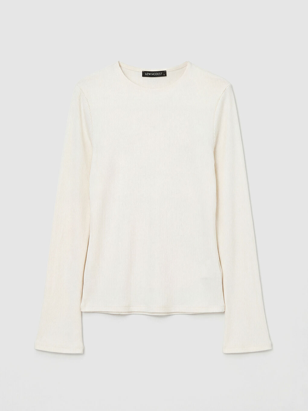 Ekru Bisiklet Yaka Fitilli Kadın Body