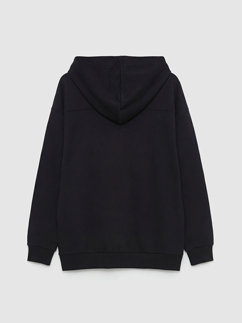 Siyah Oversize Soft Touch Kadın Fermuarlı Sweatshirt-5