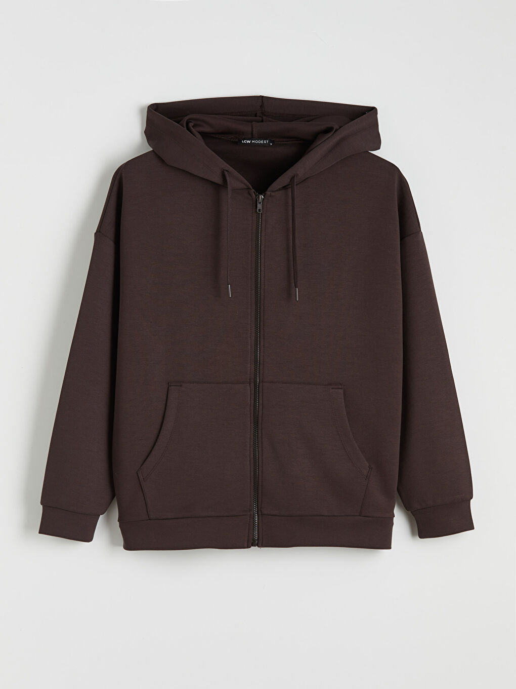 Kahverengi Oversize Soft Touch Kadın Fermuarlı Sweatshirt