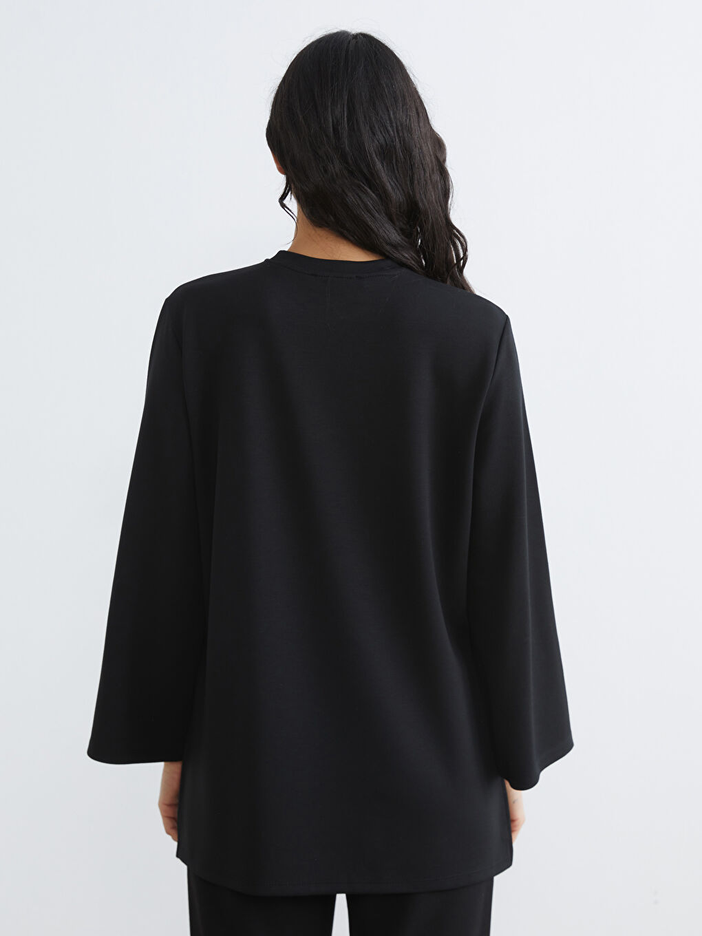 Siyah Soft Touch Oversize Kadın Sweatshirt Tunik	-3