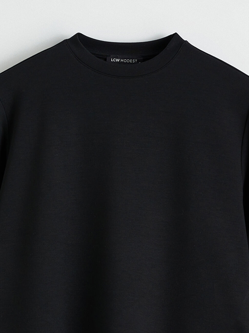 Siyah Bisiklet Yaka Oversize Kadın Sweatshirt Tunik-1