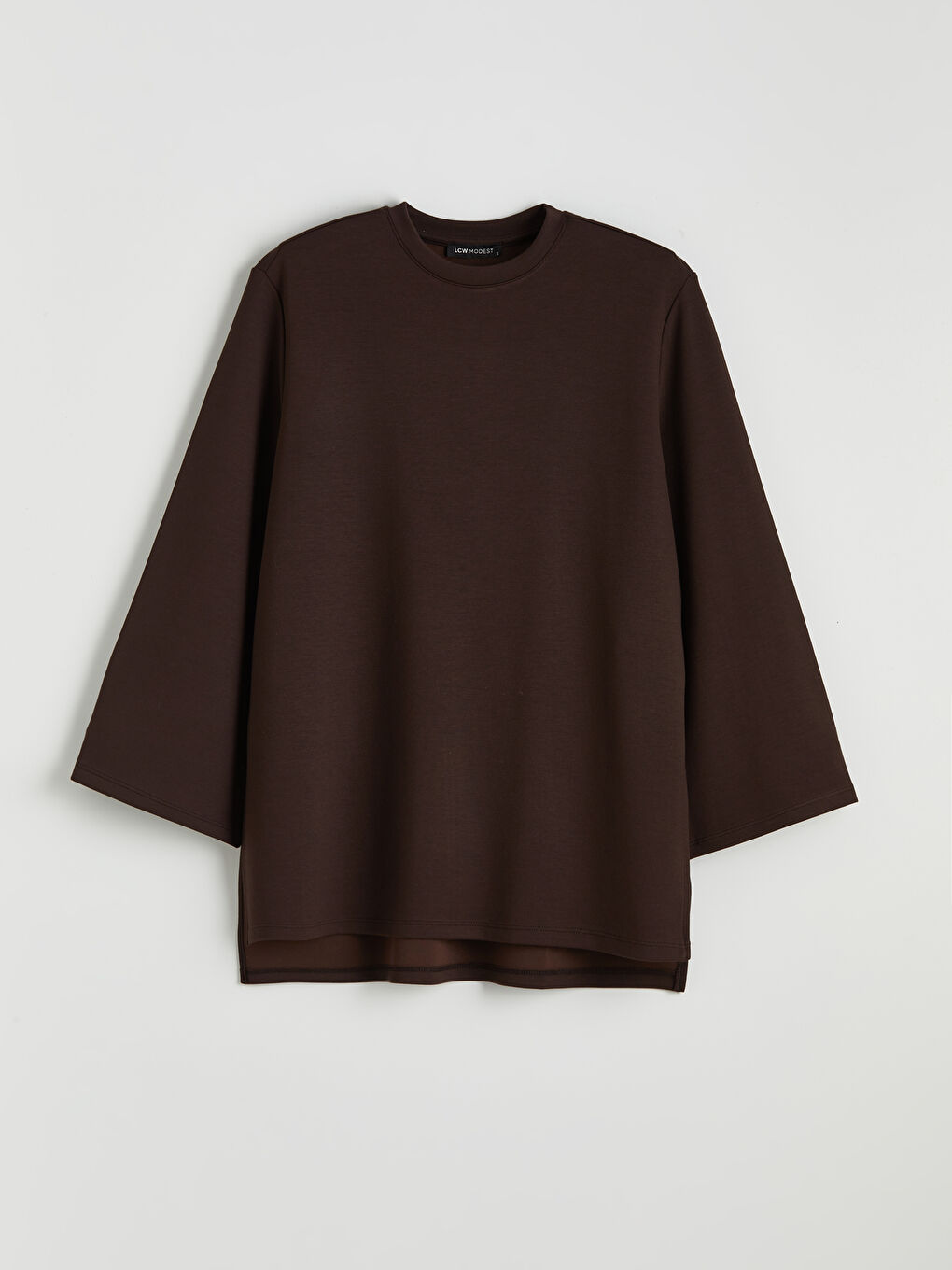 Kahverengi Soft Touch Oversize Kadın Sweatshirt Tunik	