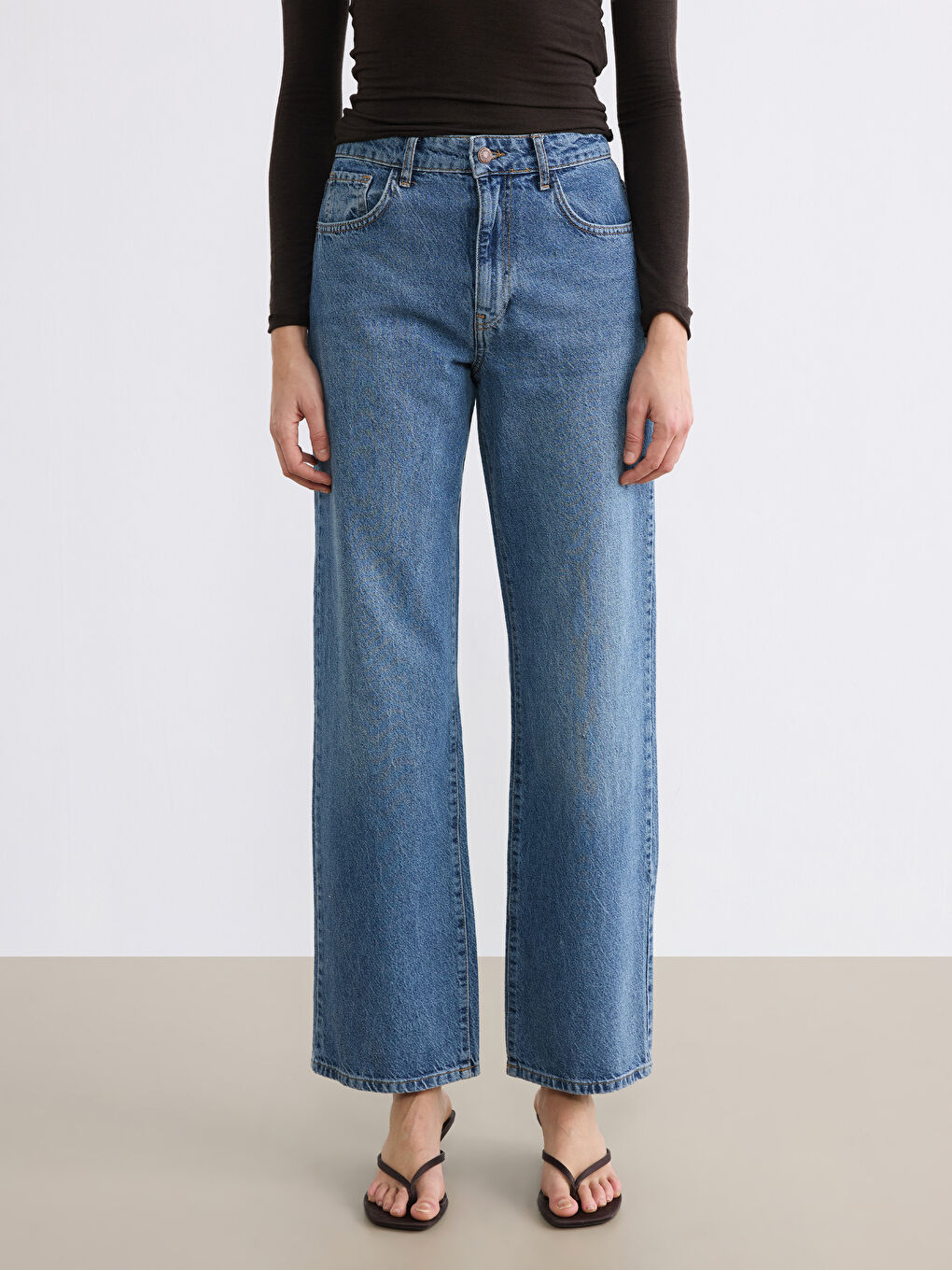 İndigo Baggy Fit Kadın Jean Pantolon-1