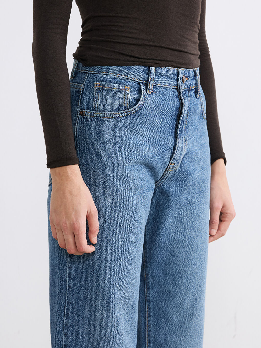 İndigo Baggy Fit Kadın Jean Pantolon-2