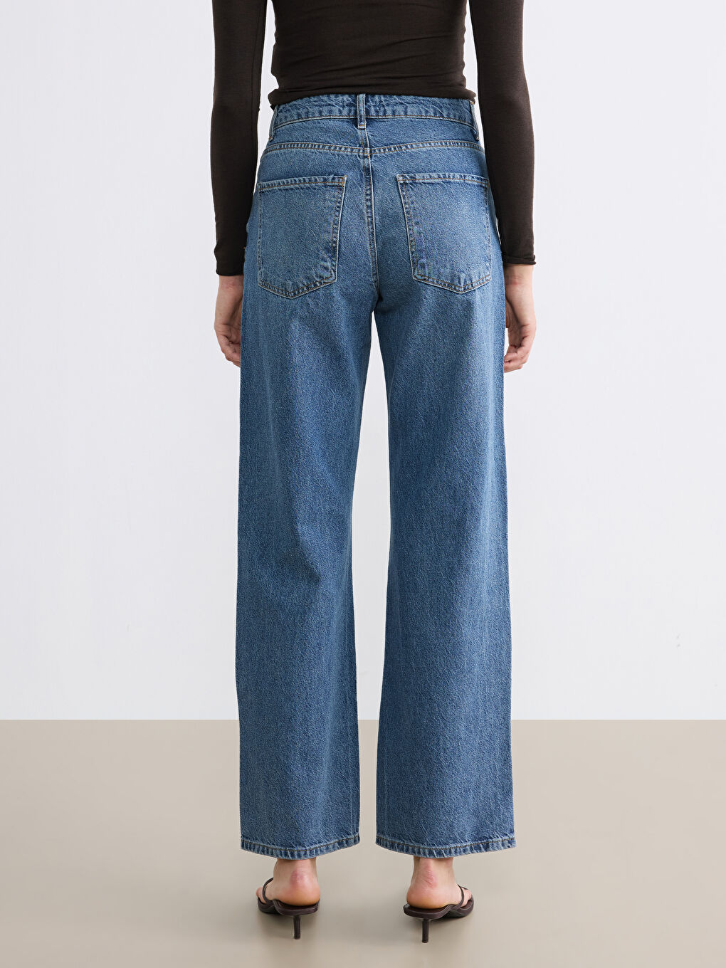 İndigo Baggy Fit Kadın Jean Pantolon-3