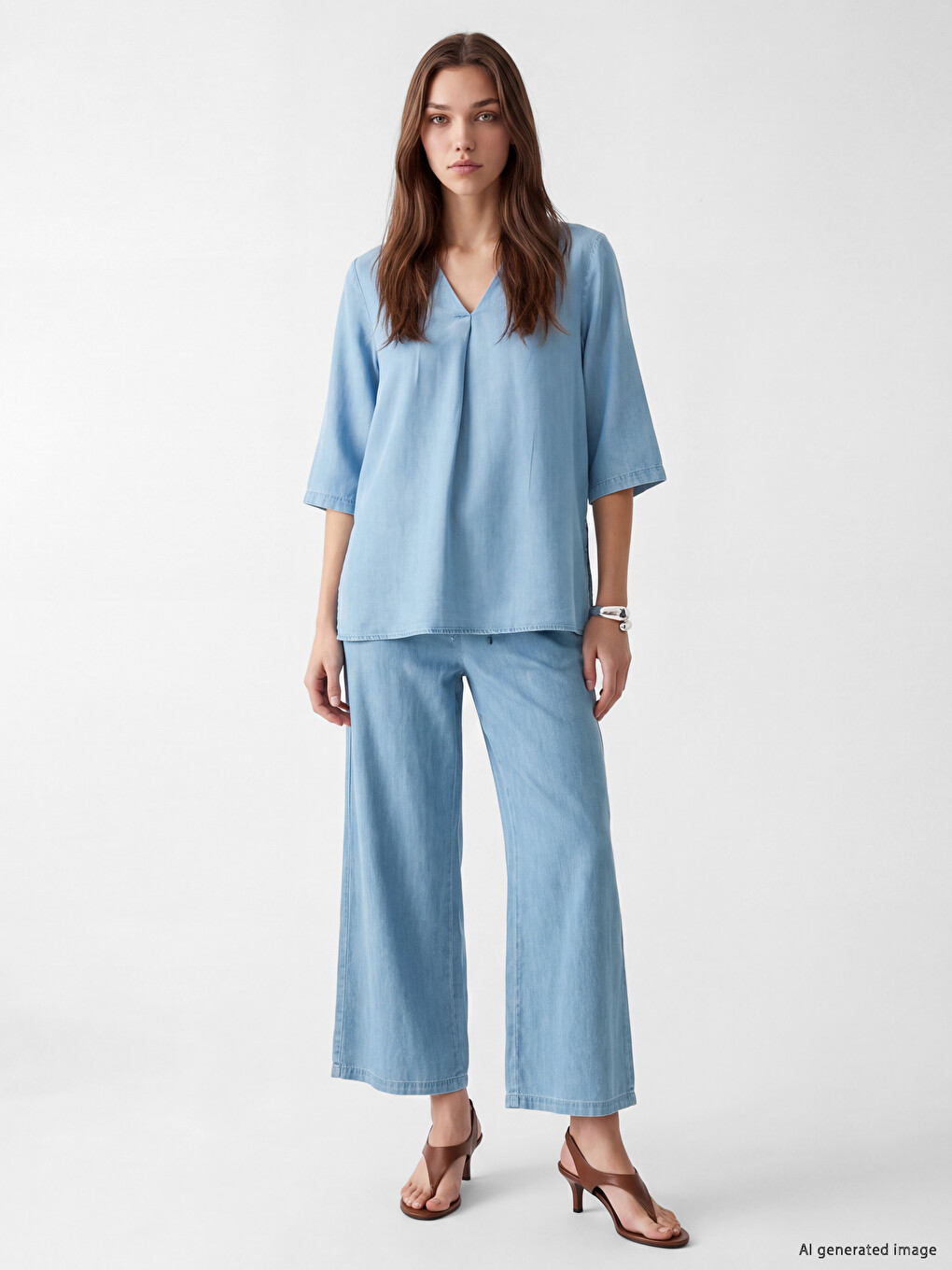 V Neck Lyocell Jean Tunic-1