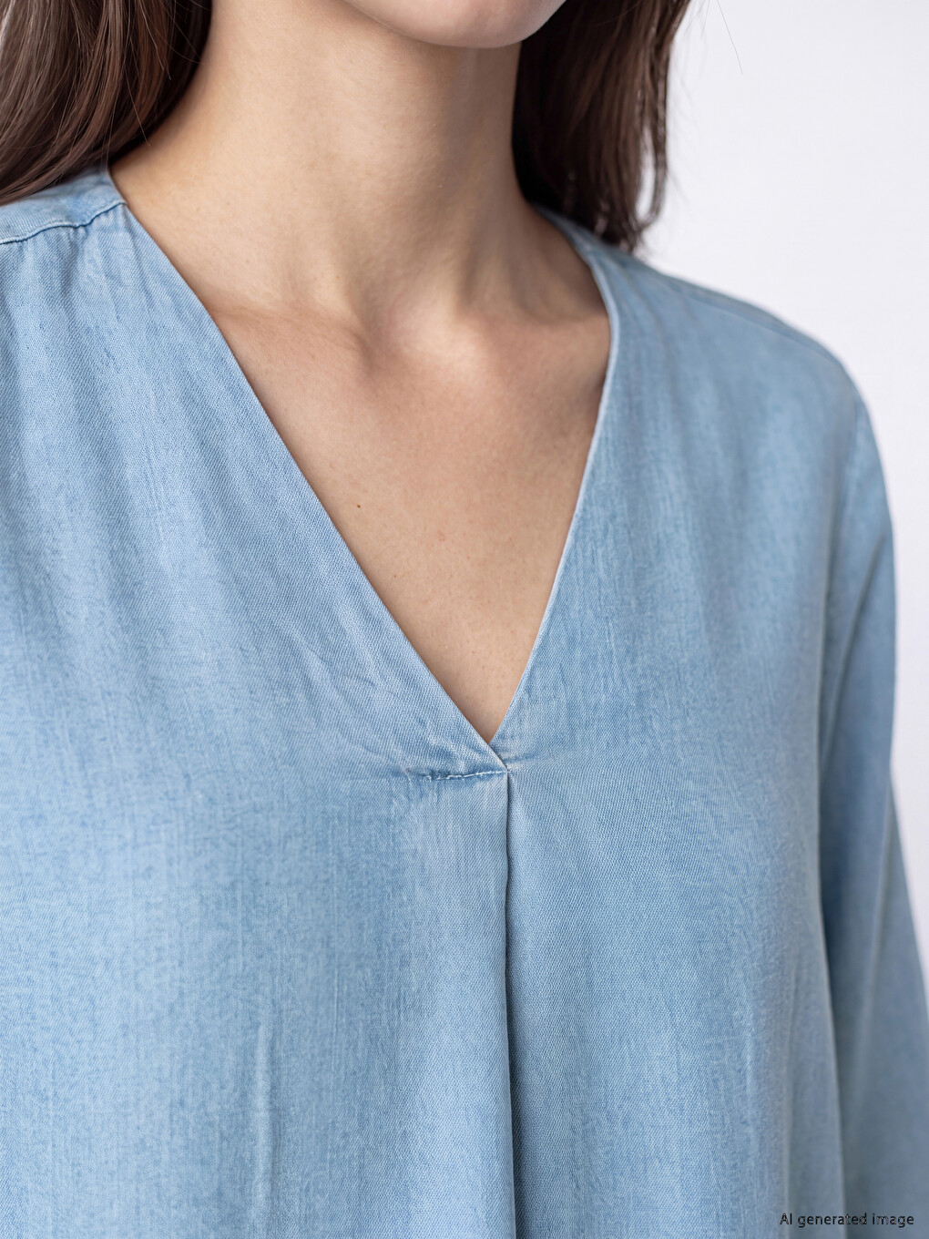 V Neck Lyocell Jean Tunic-2