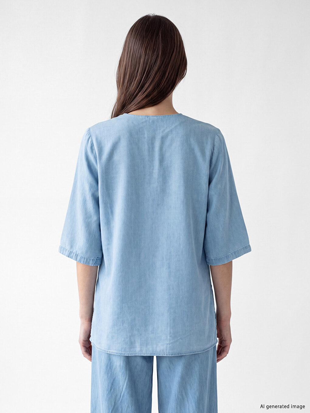V Neck Lyocell Jean Tunic-3