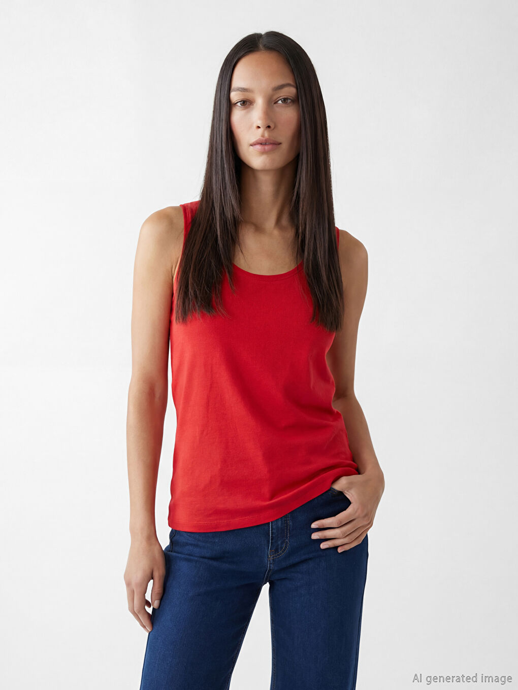 Kırmızı U Yaka Kadın Atlet	