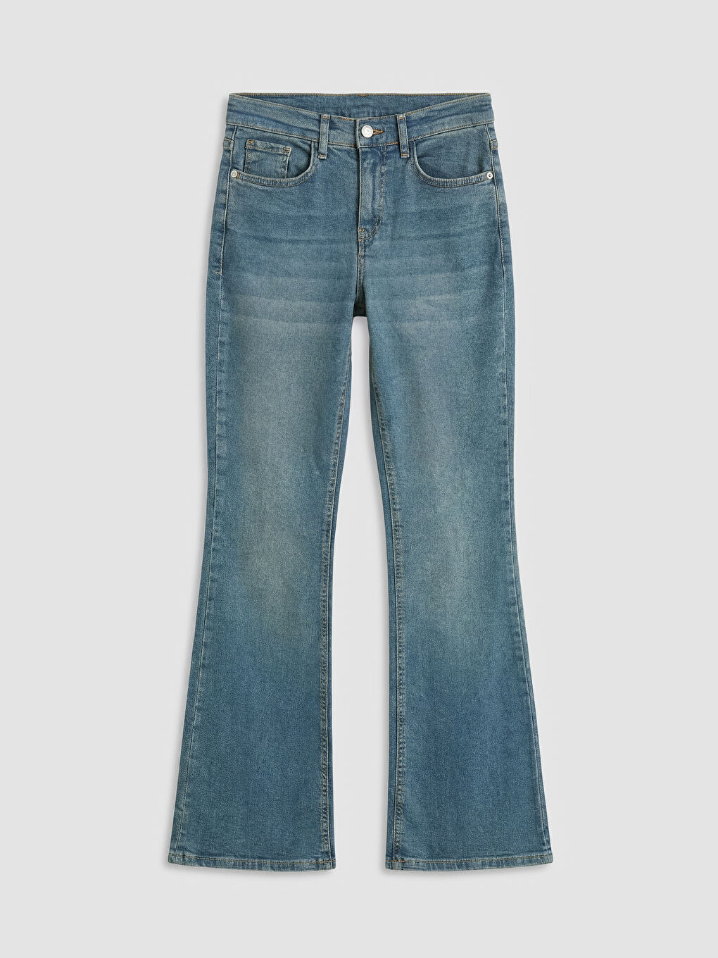 İndigo Yüksek Bel Flare Kadın Jean Pantolon