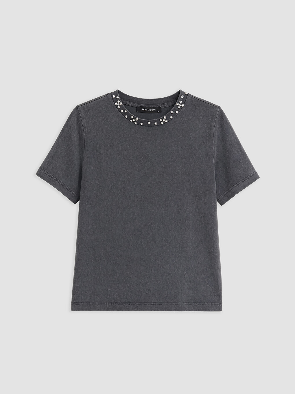 Crew Neck Rhinestone Embellished Women's T-Shirt
