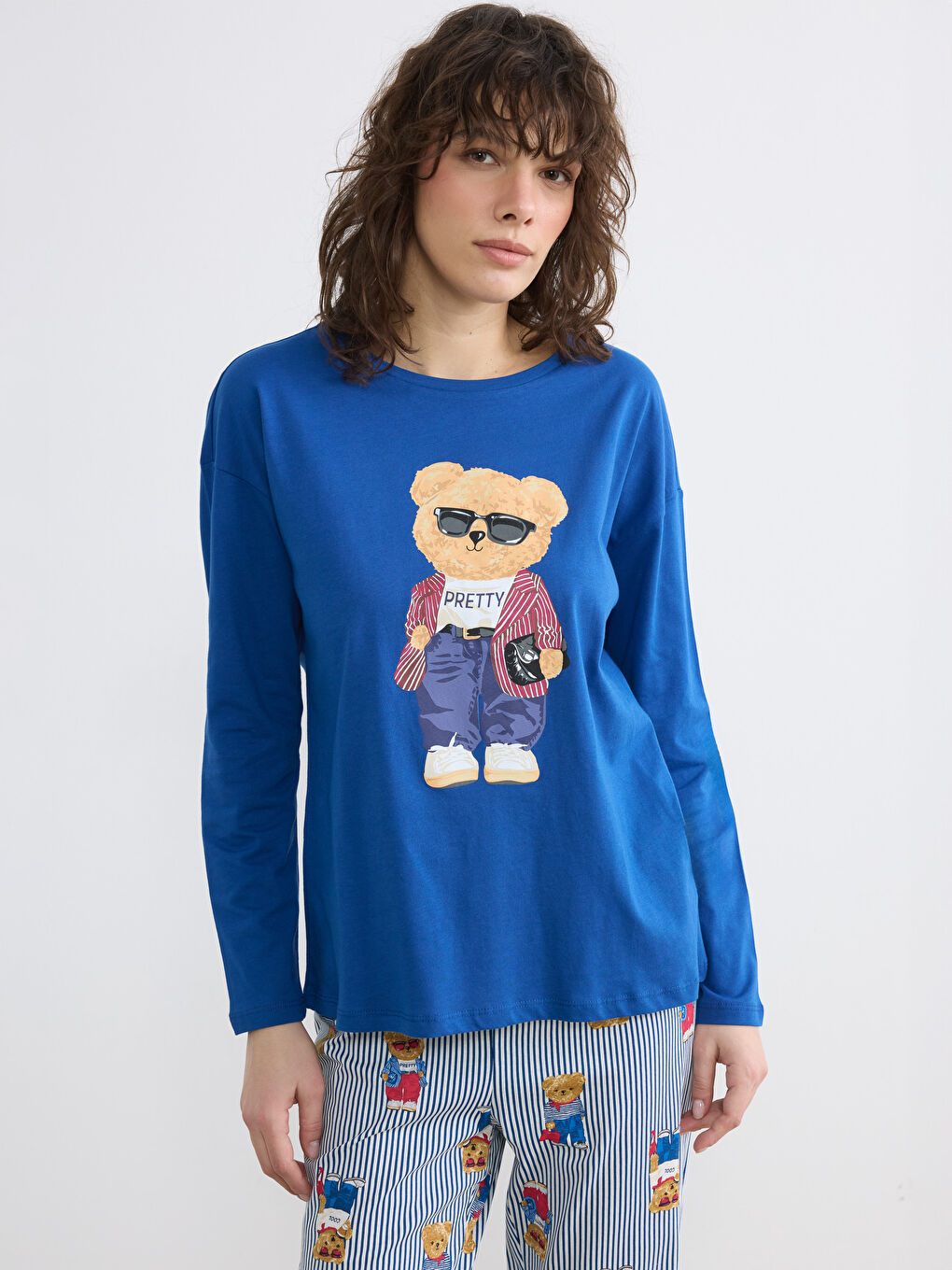 Ženski pidžama set sa printom medvedića-1