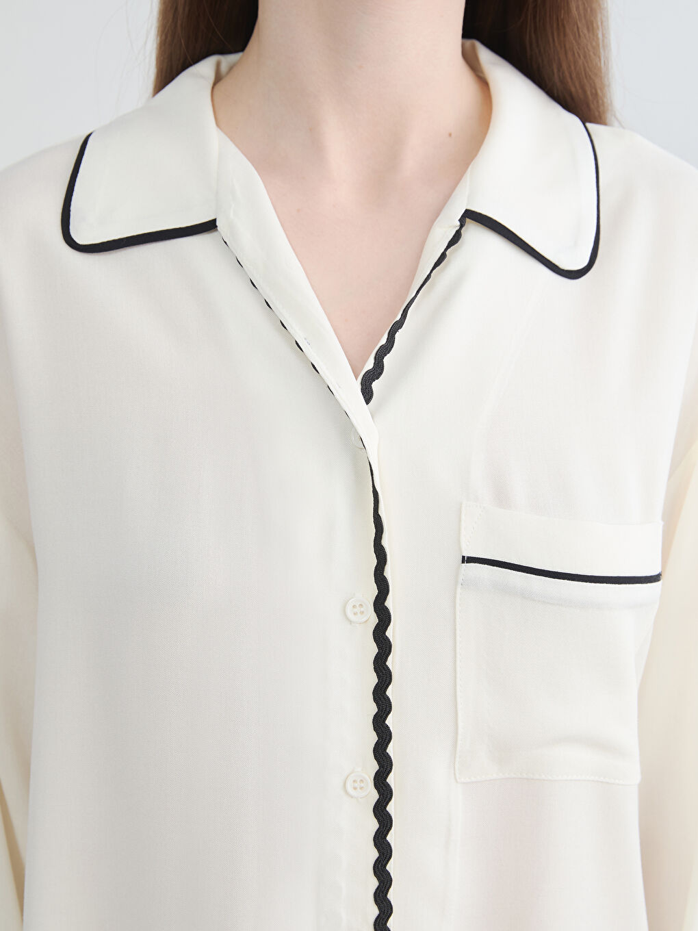 Sarı Gömlek Yaka Kadın Pijama Takım-2