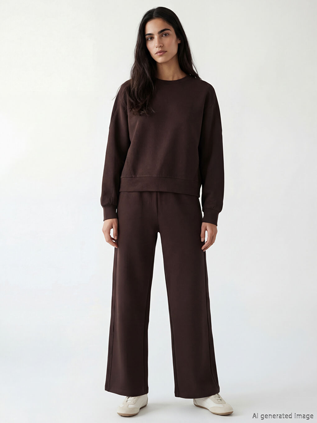 كنزة رياضية واسعة الحجم برقبة دائرية للسيدات-1