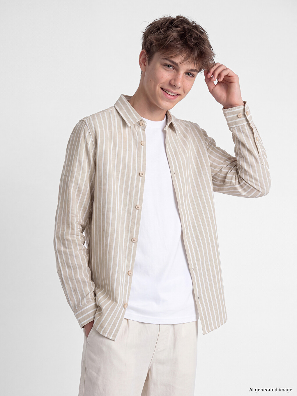 Striped Linen Blend Boys' Shirt