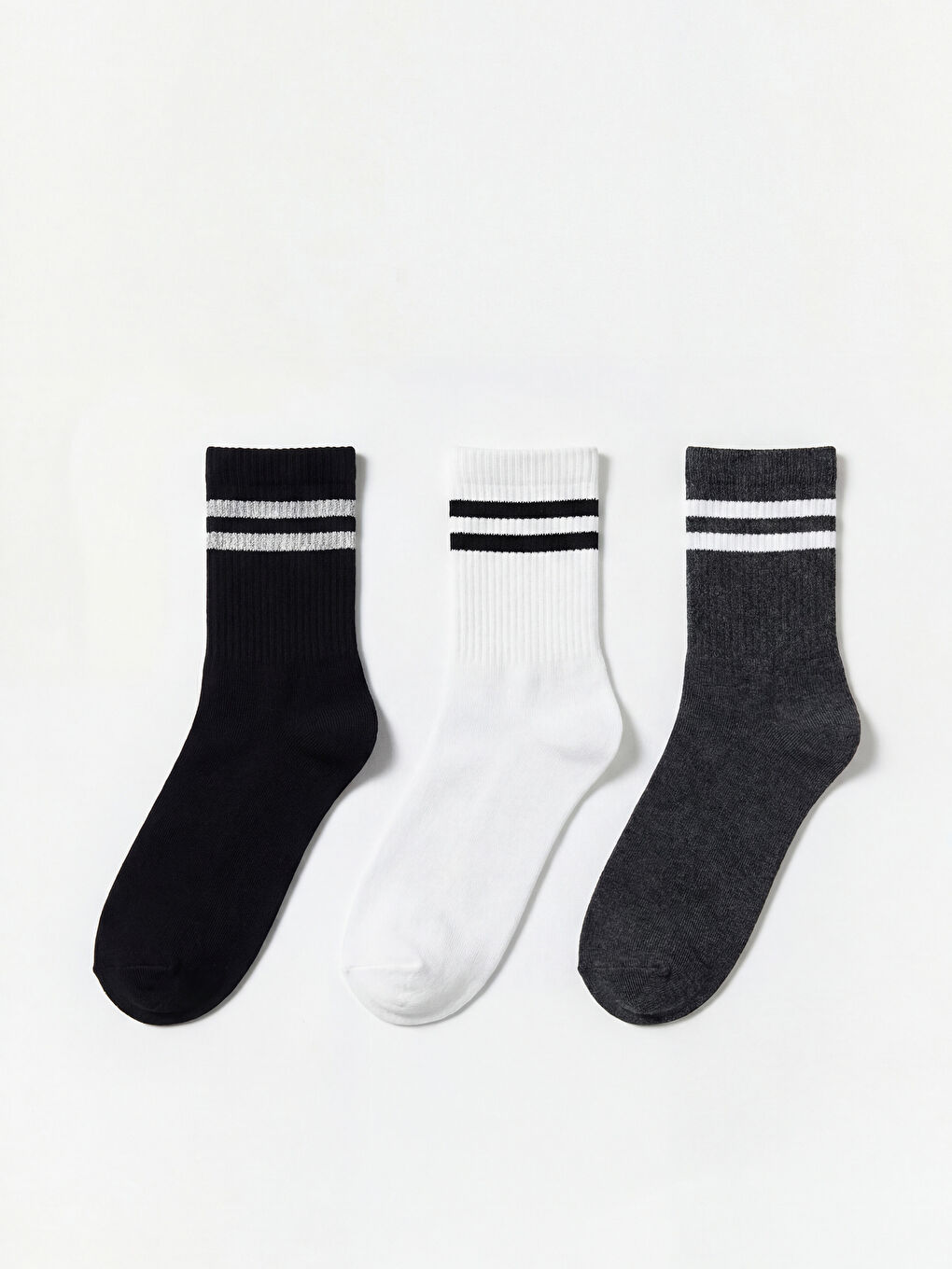 Antrasit Çizgili Erkek Soket Çorap 3'lü