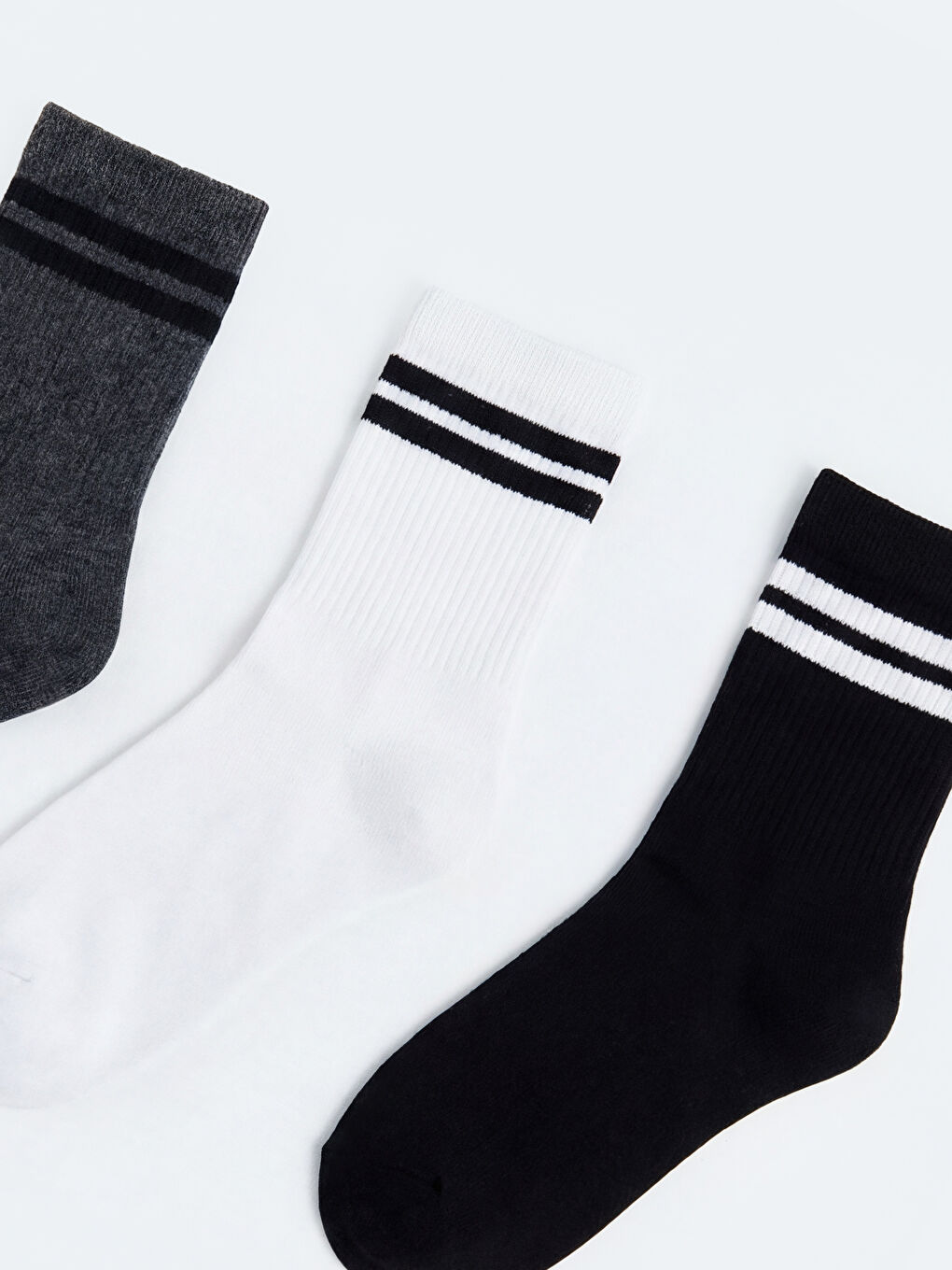 Antrasit Çizgili Erkek Soket Çorap 3'lü-1