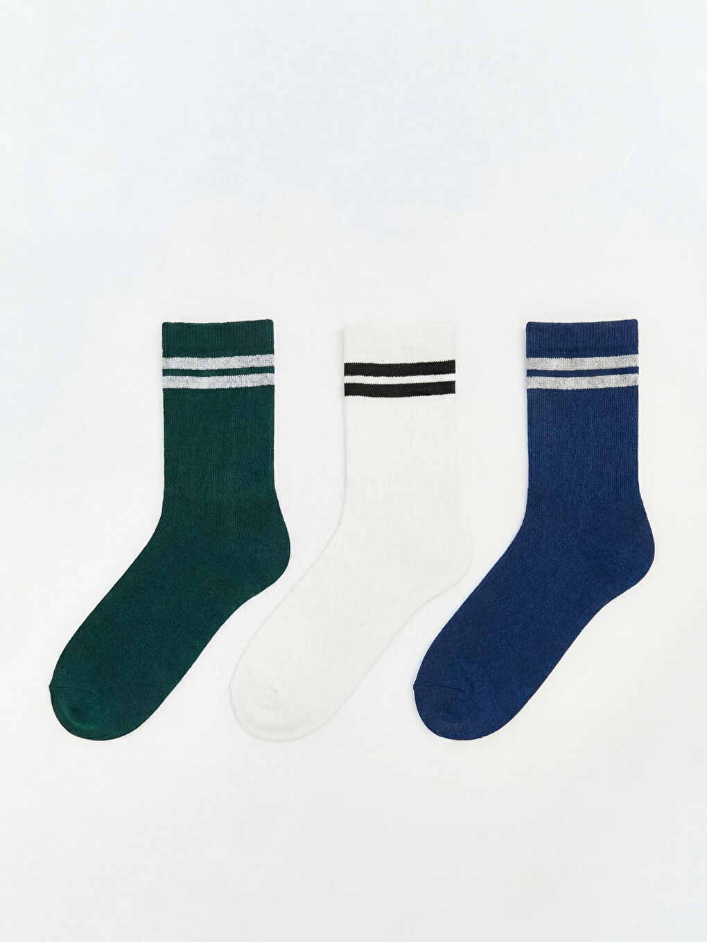 Haki Çizgili Erkek Soket Çorap 3'lü