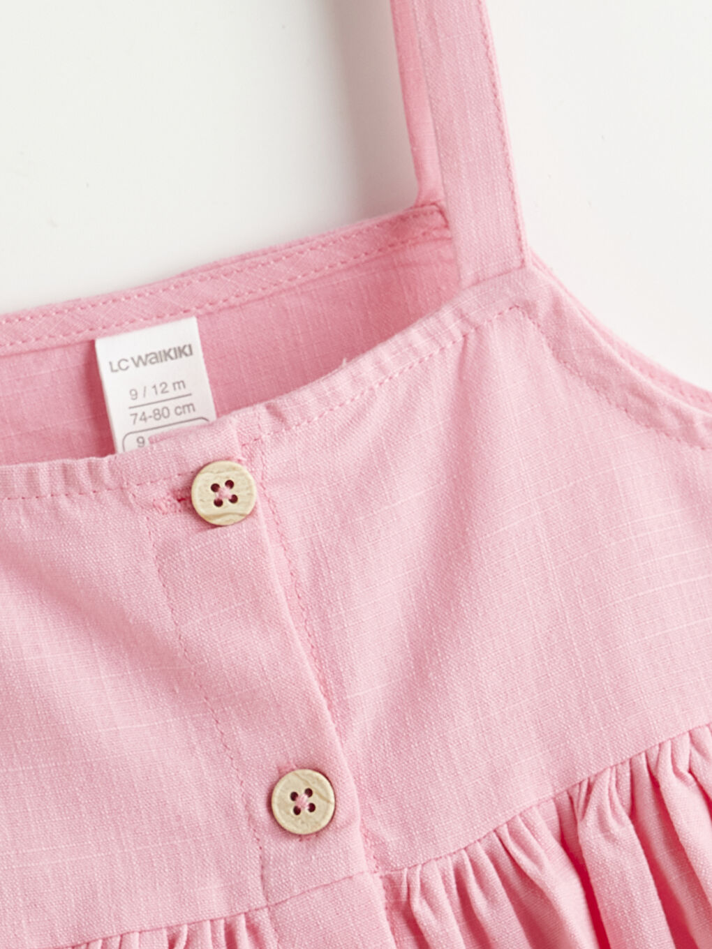 Pembe Kare Yaka Fırfırlı Kız Çocuk Elbise-1