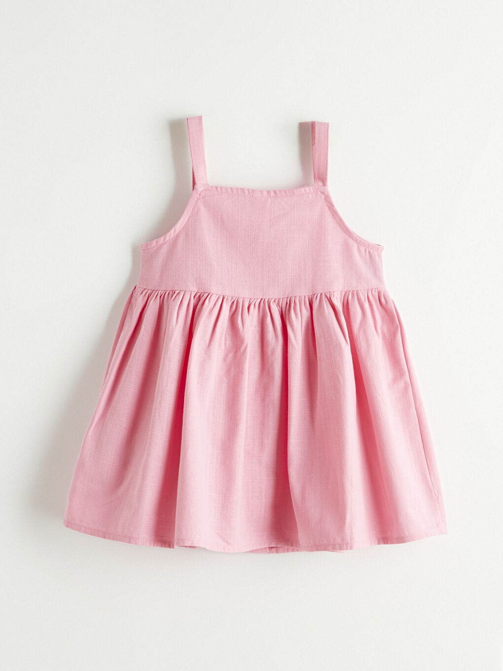 Pembe Kare Yaka Fırfırlı Kız Çocuk Elbise-2