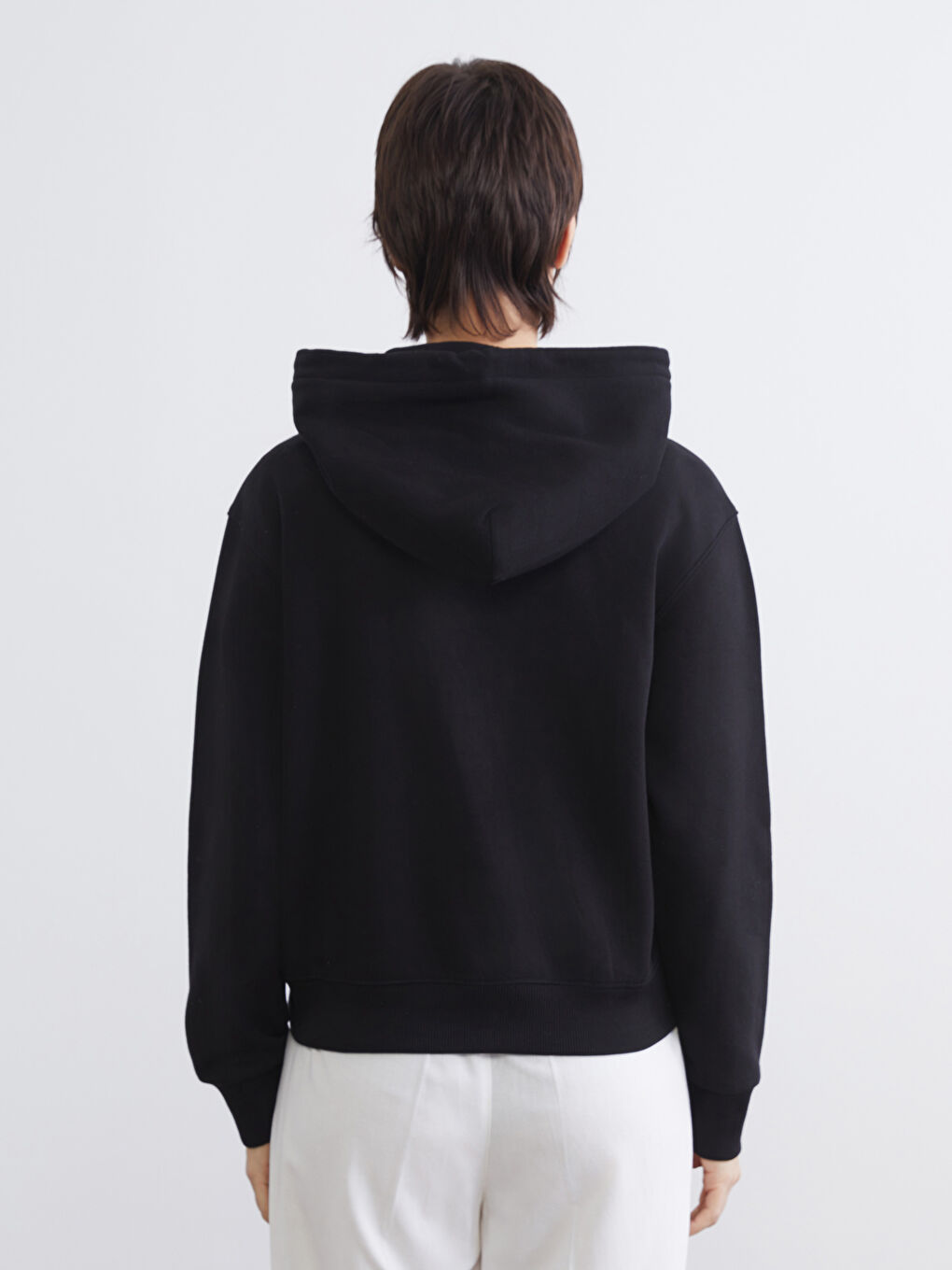 Siyah Oversize Kadın Kalın Hoodie-4