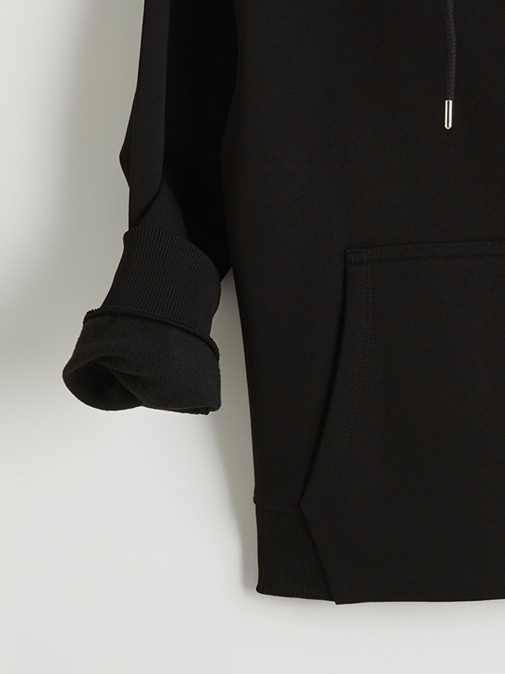 Siyah Oversize Kadın Kalın Hoodie-7