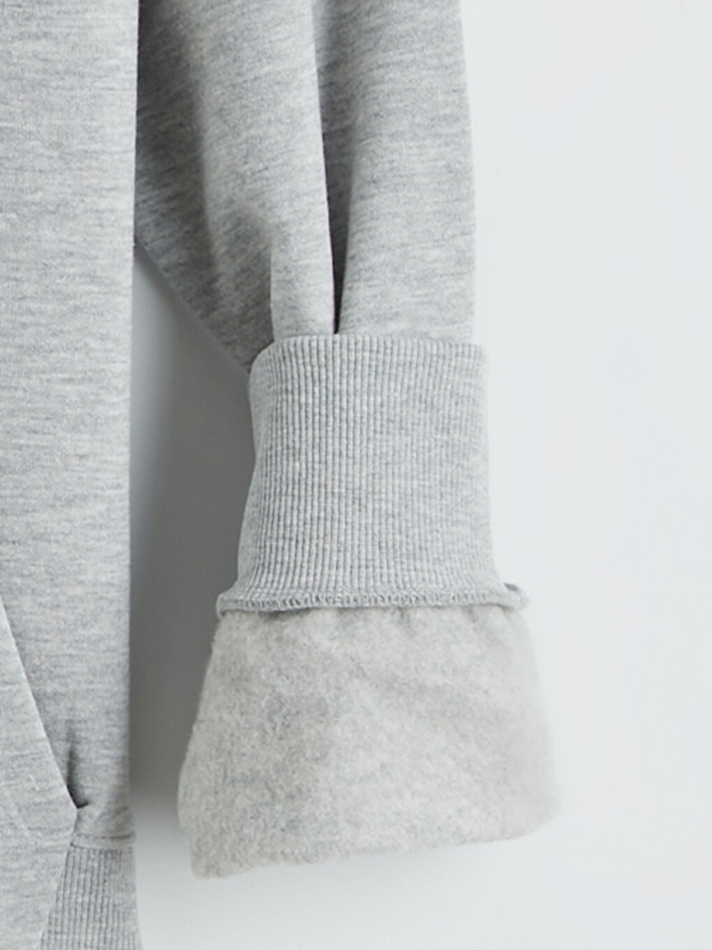 Gri Oversize Kadın Kalın Hoodie-4