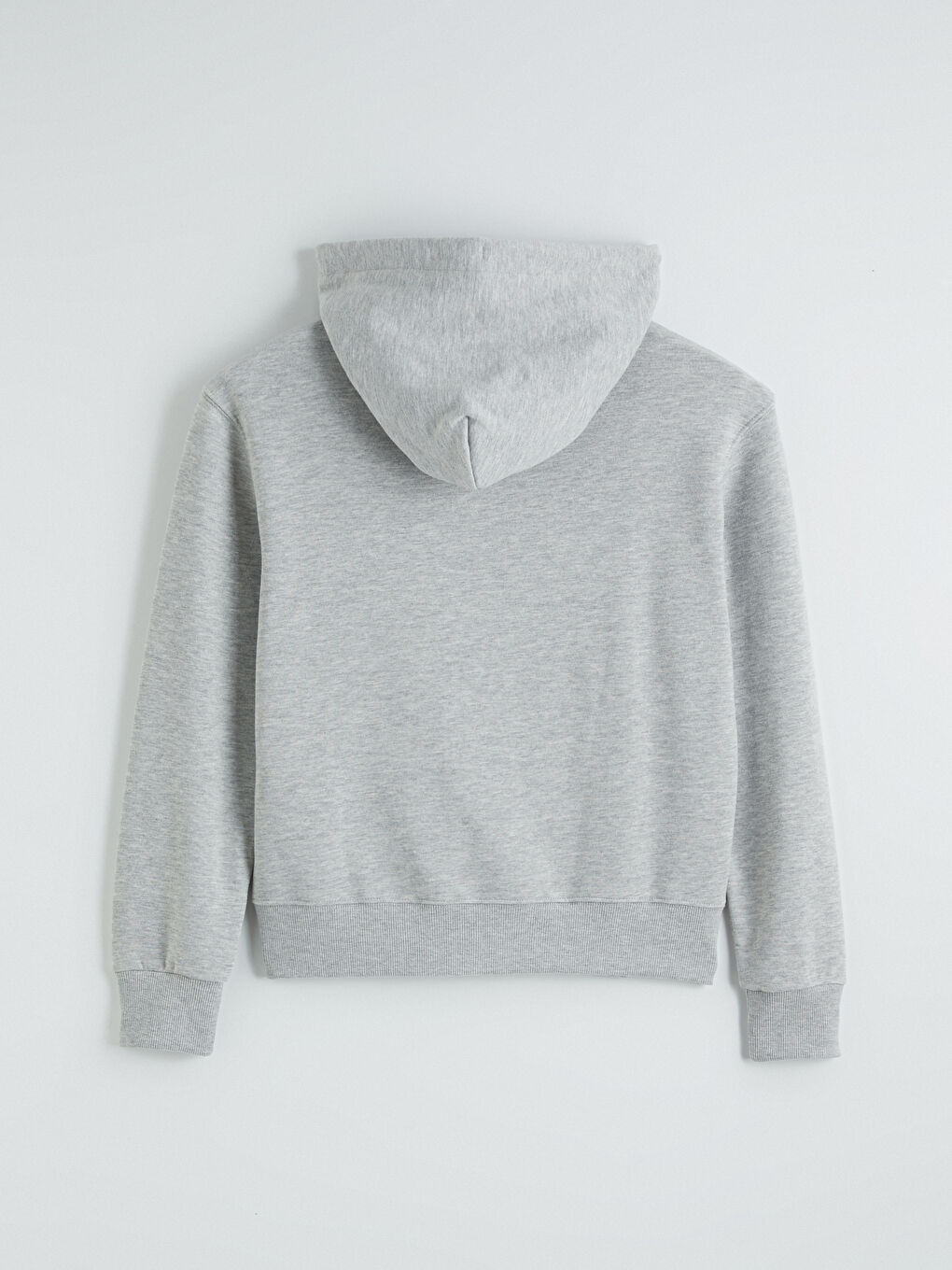 Gri Oversize Kadın Kalın Hoodie-5